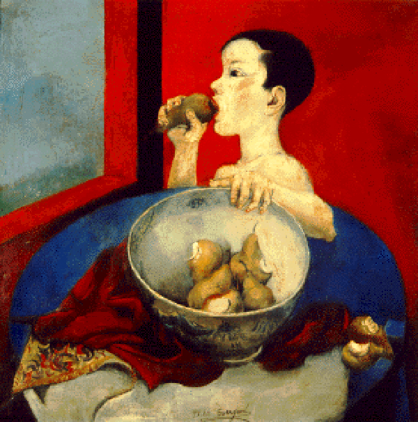 Boy Eating Pears